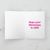 クールなユール（キリスト降誕祭）のペンギンのクリスマスカードを持って下さい シーズンカード (内部)