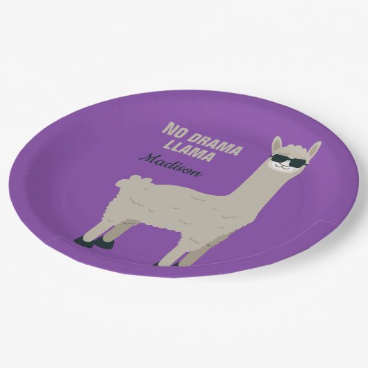クールなラマのカスタムな文字及び色の紙皿 ペーパープレート (アングル)