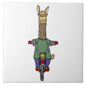 クールなラマの乗馬の自転車の漫画 タイル (正面)