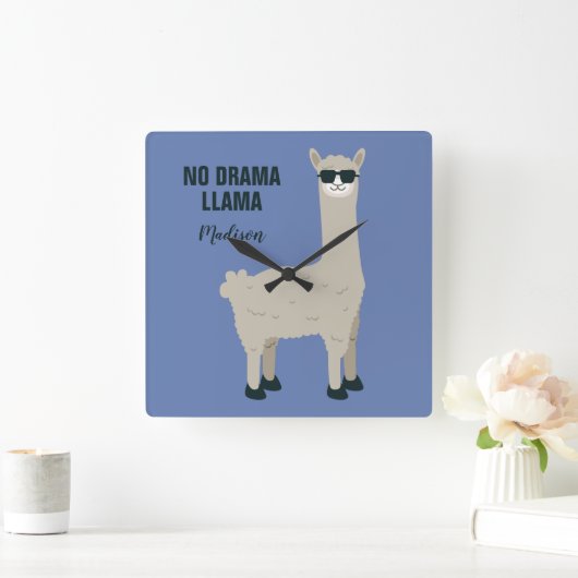 クールなラマ名前をカスタムする及び色の柱時計 スクエア壁時計 (ホーム)