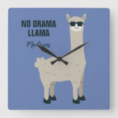 クールなラマ名前をカスタムする及び色の柱時計 スクエア壁時計 (正面)