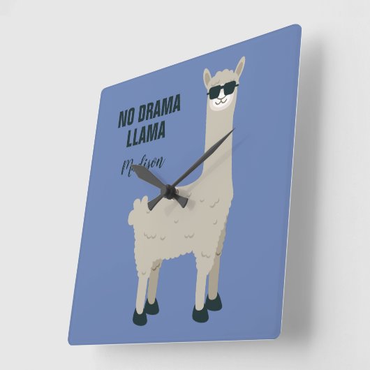 クールなラマ名前をカスタムする及び色の柱時計 スクエア壁時計 (傾斜)