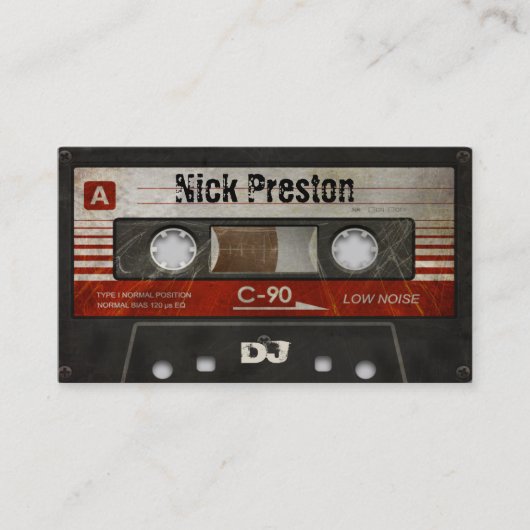クールなレトロのオーディオ・カセットテープ| DJのプロフェッショナル 名刺 (正面)
