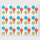 クールなレトロのクリスマスオーナメントの赤い青緑 ラッピングペーパー (フラット)