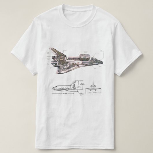 クールなレトロのスペースシャトルのTシャツ Tシャツ (デザイン正面)
