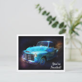 クールなレトロのトラックの誕生日か退職パーティー 招待状 (スタンド正面)