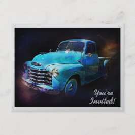 クールなレトロのトラックの誕生日か退職パーティー 招待状