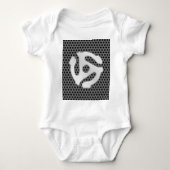 クールなレトロのヴィンテージの銀のクロムは45スペーサDJを好みます ベビーボディスーツ (正面)