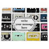 クールなレトロのヴィンテージカセット組合せはパターンを録音します ラージペーパーバッグ (正面)