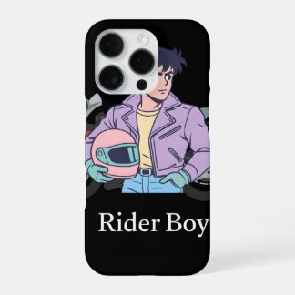 クールなレトロアニメライダーボーイのスマホケース iPhone 16 PROケース