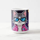 クールなレトロゲーマー猫のフル画像 コーヒーマグカップ (中央)