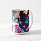 クールなレトロゲーマー猫のフル画像 コーヒーマグカップ (正面右)