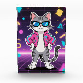 クールなレトロゲーマー猫 フォトブロック (正面)