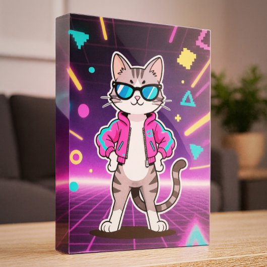 クールなレトロゲーマー猫 フォトブロック