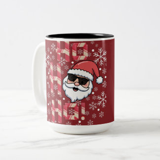 クールなレトロサンタのクリスマストレイ ツートーンマグカップ