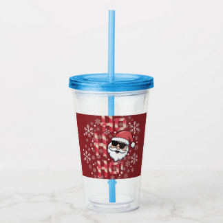 クールなレトロサンタのクリスマス 赤 バンダナ スカーフ アクリルタンブラー