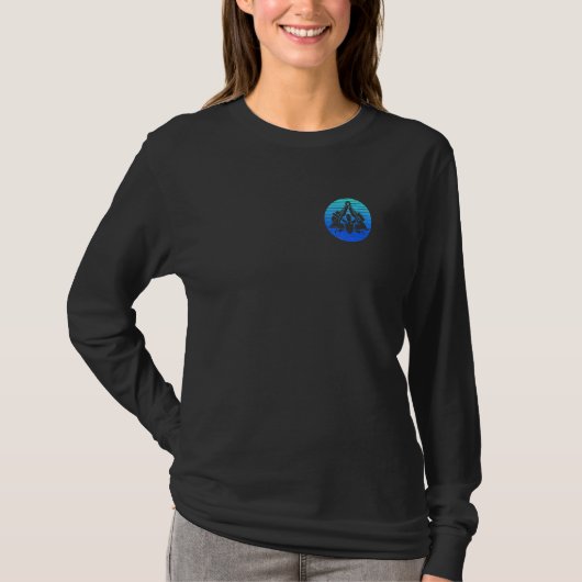 クールなレトロスタイルの青い胸のマウラーギルドサイン Tシャツ (正面)