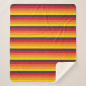 クールなレトロ70sのストライプのオレンジ黄色の赤 シェルパブランケット (正面)