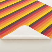 クールなレトロ70sのストライプのオレンジ黄色の赤 シェルパブランケット (3/4)