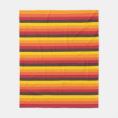 クールなレトロ70sのストライプのオレンジ黄色の赤 フリースブランケット (正面)