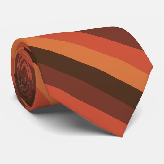 クールなレトロ70sストライプなブラウンのオレンジの蜜柑 ネクタイ (ロール)