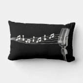 クールなレトロMic及び音符の黒 ランバークッション (裏面)