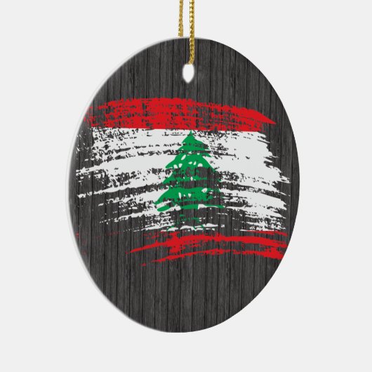 クールなレバノンの旗のデザイン セラミックオーナメント (右)