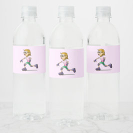 クールなローラースケートの女の子 ペットボトルラベル