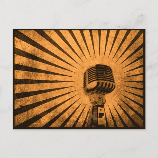 クールなヴィンテージのマイクロフォンが付いている郵便はがき ポストカード (正面)