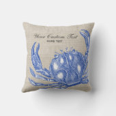 クールなヴィンテージの航海のな青カニのカスタムなビーチ クッション (裏面)