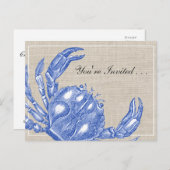 クールなヴィンテージの航海のな青カニの沸騰カスタム インビテーションポストカード (正面/裏面)