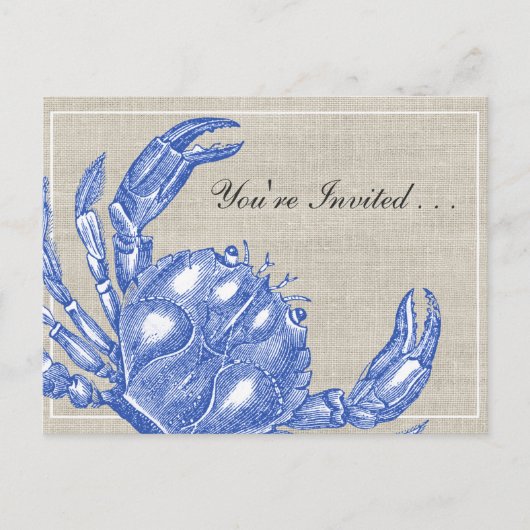 クールなヴィンテージの航海のな青カニの沸騰カスタム インビテーションポストカード (正面)
