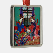 クールなヴィンテージのukiyo-eの日本の美しい女性 メタルオーナメント (右)