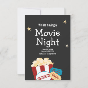 クールなヴィンテージ映画の夜 ポップコーンの招待状