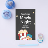 クールなヴィンテージ映画の夜 ポップコーンの招待状 チラシ (シングル)