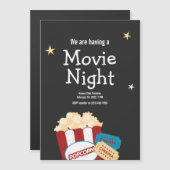 クールなヴィンテージ映画の夜 ポップコーンの招待状 マグネット招待状 (正面/裏面)