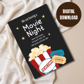 クールなヴィンテージ映画の夜 ポップコーンの招待状 招待状