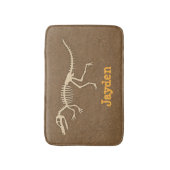 クールなヴェロキラプトルの恐竜の骨の男の子部屋の装飾 バスマット (正面縦)