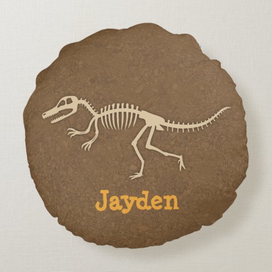 クールなヴェロキラプトルの恐竜の骨の男の子部屋の装飾 ラウンドクッション (裏面)
