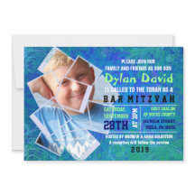 クールな写真のコラージュのバーの（ユダヤ教の）バル・ミツバーの招待状の招待