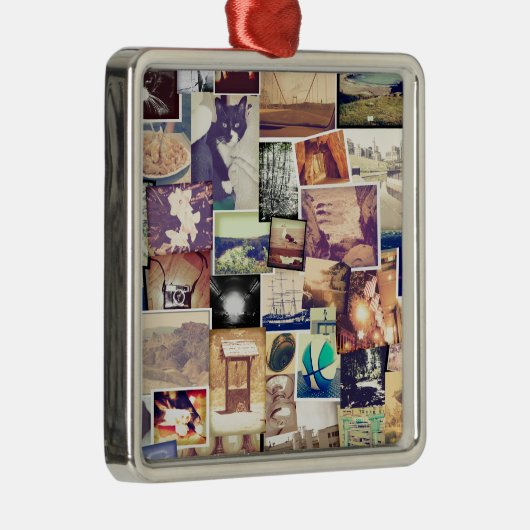 クールな写真フィルターヒップスターのコラージュ メタルオーナメント (右)