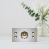 クールな可聴周波スピーカーDJの名刺 名刺 (スタンド正面)