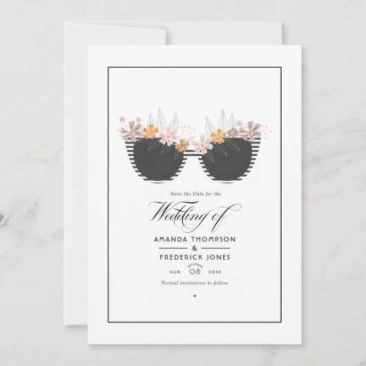 クールな夏のビーチウェディング セーブザデート (正面)