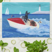 クールな夏のラブラドールの絵を描くこと キッチンタオル (折り畳み)