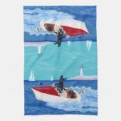 クールな夏のラブラドールの絵を描くこと キッチンタオル (縦)