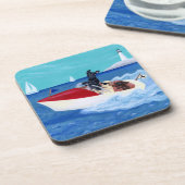 クールな夏のラブラドールの絵を描くこと コースター (左側)