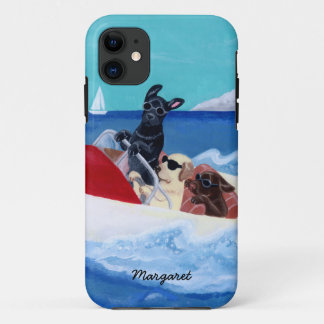 クールな夏のラブラドールの絵を描くこと iPhone 11 ケース