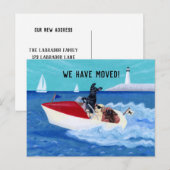 クールな夏のラブラドール 新しい住所 3 案内ポストカード (正面/裏面)