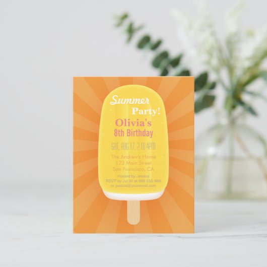 クールな夏のLollyのアイスキャンデーのアイスクリームのパーティー 招待状 (スタンド正面)