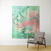 クールな大理石 | ラブリーなコーラルグリーンオンブル背景 タペストリー (インサイチュ)